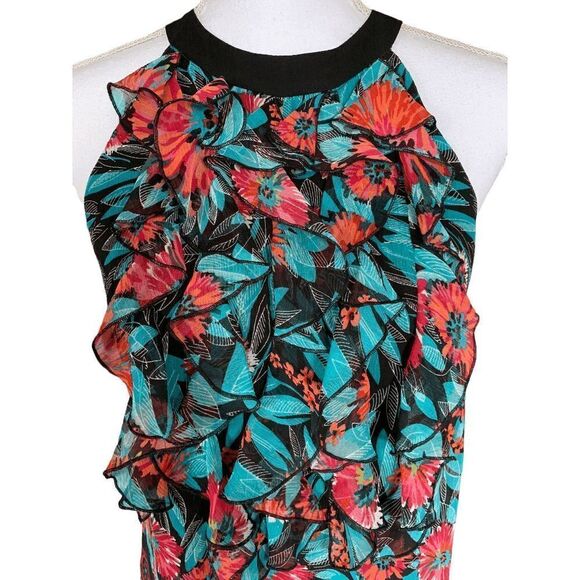 Eci New York Women's Top Size 2 Multicolor Ruffle Front Halter Multicolor - Picture 5 of 12